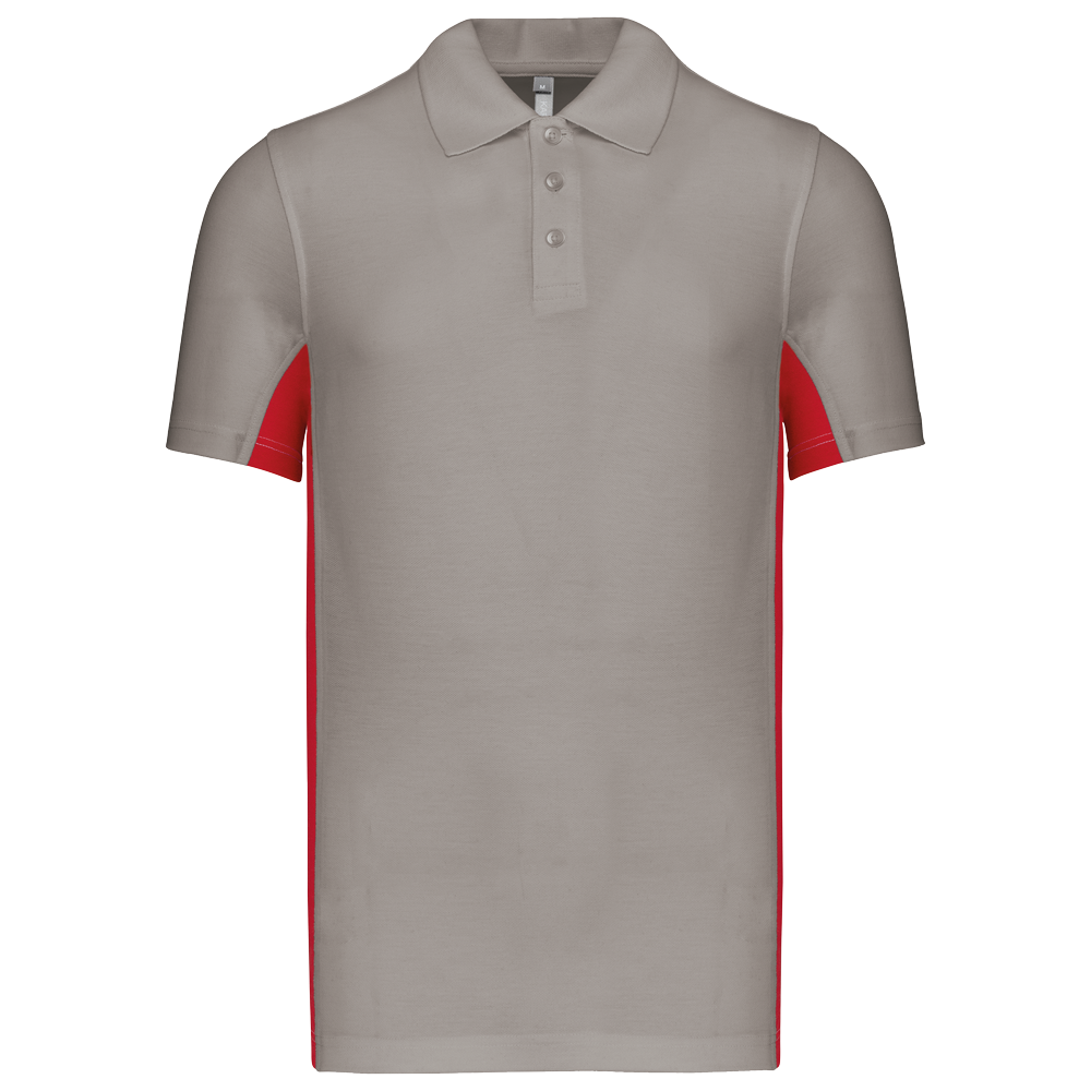 FLAG > POLO BICOLORE MANCHES COURTES Light Grey / Red Gris