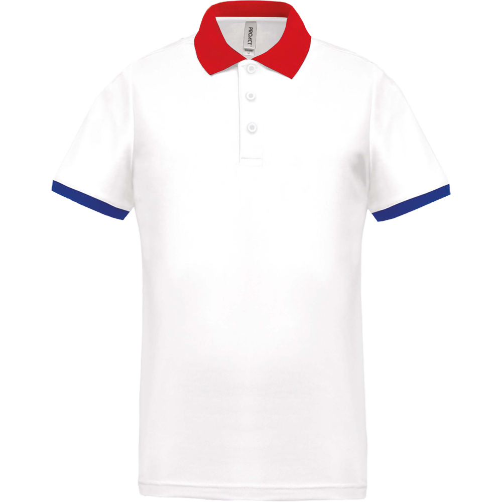 Polo piqué performance homme White / Red / Sporty Royal Blue Blanc